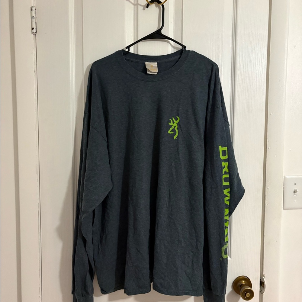 Browning Long Sleeve Tee in Charcoal with Neon Green Logo